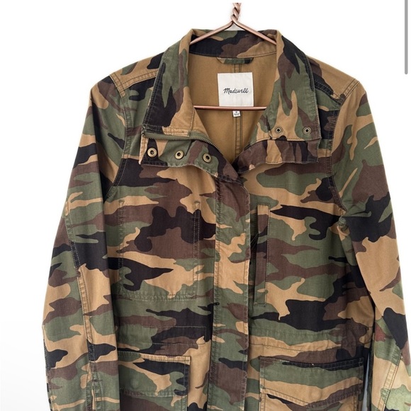 Madewell Womens Medium Green Tan Camo Full Zip Twill Anorak Jacket - Picture 2 of 6